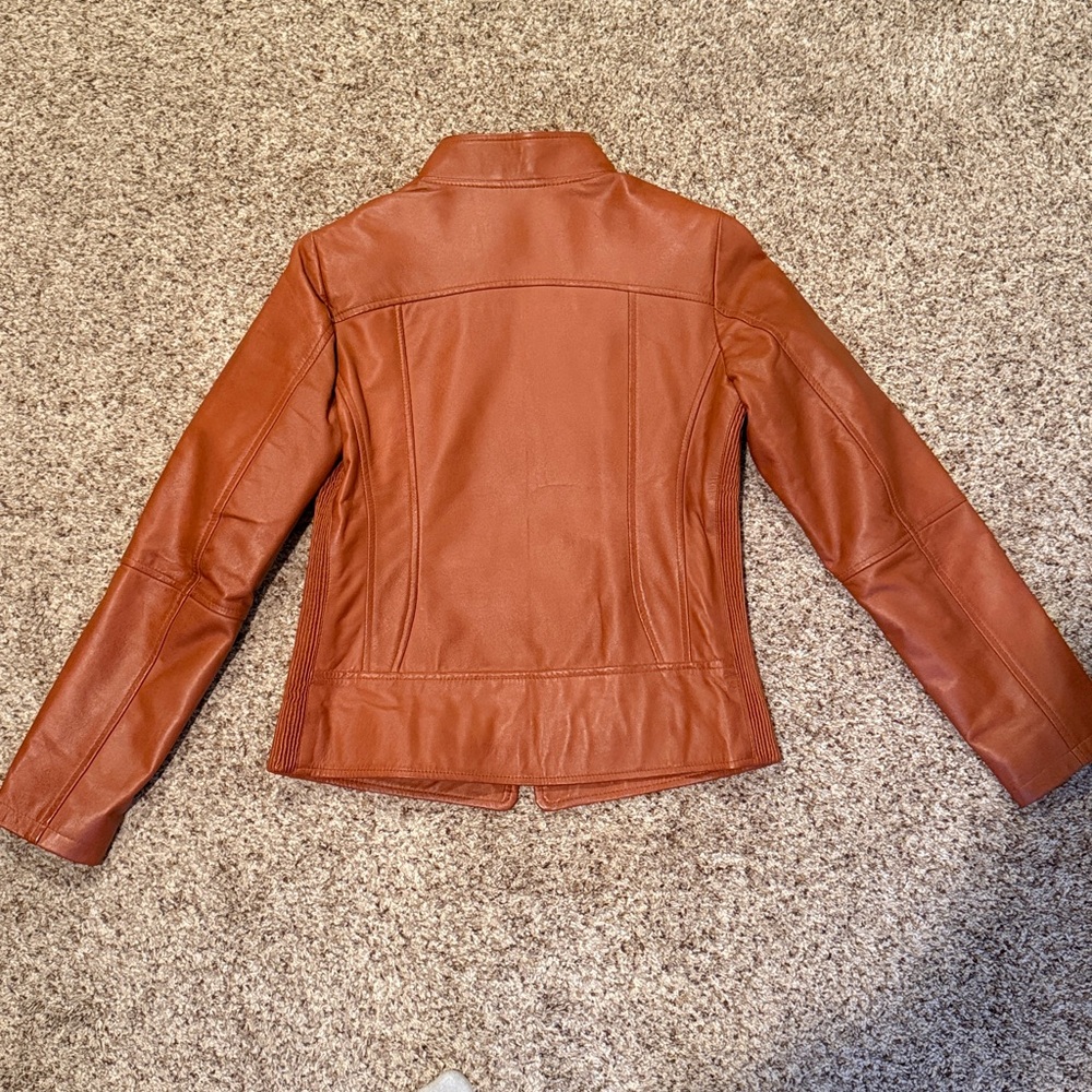 Fitted Leather Moto Jacket - image 3